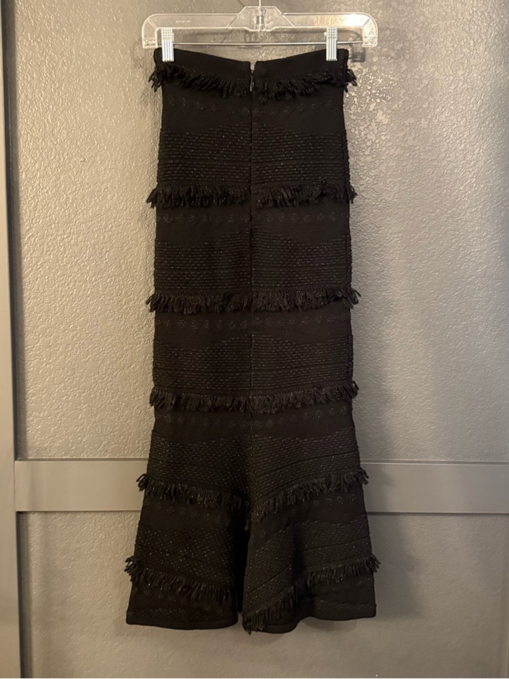 ALICE MCCALL • new flame Black Fringe Knit Maxi Skirt - size 2 - Picture 6 of 8